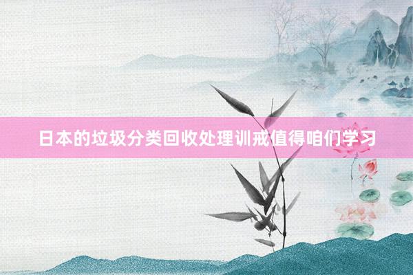 日本的垃圾分类回收处理训戒值得咱们学习