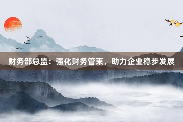财务部总监：强化财务管束，助力企业稳步发展
